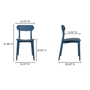 Moe's Home Kent Outdoor Dining Chairs - Set Of 2 Stylish And Durable Polypropylene For Indoor Or Outdoor Use Blue Polypropylene Qx-1017-46