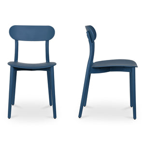 Moe's Home Kent Outdoor Dining Chairs - Set Of 2 Stylish And Durable Polypropylene For Indoor Or Outdoor Use Blue Polypropylene Qx-1017-46