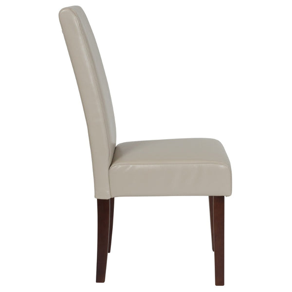 English Elm Greenwich Mid-Century Upholstered Dining Chair - Soft Leather, Solid Hardwood, Stylish Comfort Beige LeatherSoft QY-A37-9061-BGL-GG