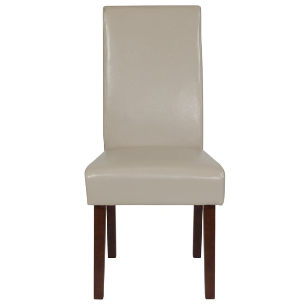 English Elm Greenwich Mid-Century Upholstered Dining Chair - Soft Leather, Solid Hardwood, Stylish Comfort Beige LeatherSoft QY-A37-9061-BGL-GG