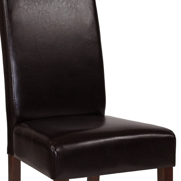 English Elm Greenwich Mid-Century Upholstered Dining Chair - Soft Leather, Solid Hardwood, Stylish Comfort Brown LeatherSoft QY-A37-9061-BRNL-GG