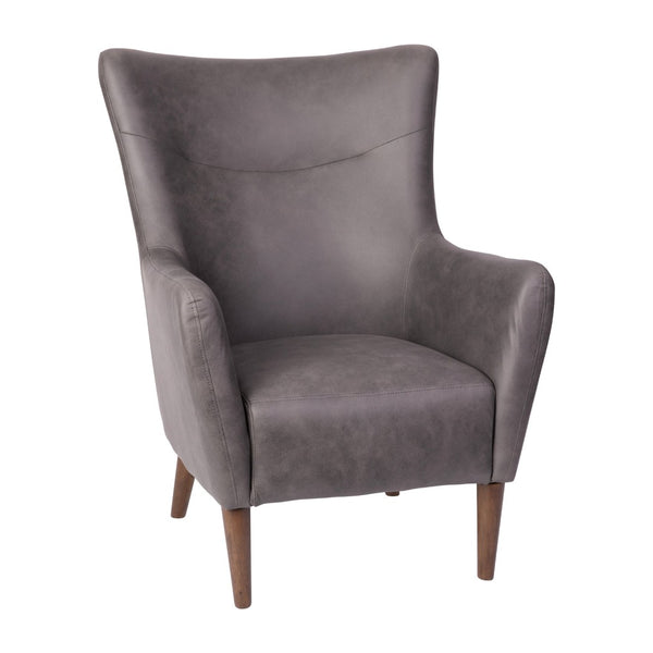 English Elm Connor Wingback Accent Chair - Timeless Elegance with Durable Faux Leather Upholstery for Every Space Dark Gray QY-B235-DGY-GG