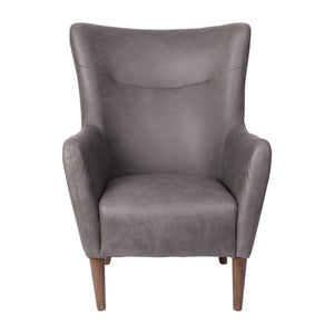 English Elm Connor Wingback Accent Chair - Timeless Elegance with Durable Faux Leather Upholstery for Every Space Dark Gray QY-B235-DGY-GG