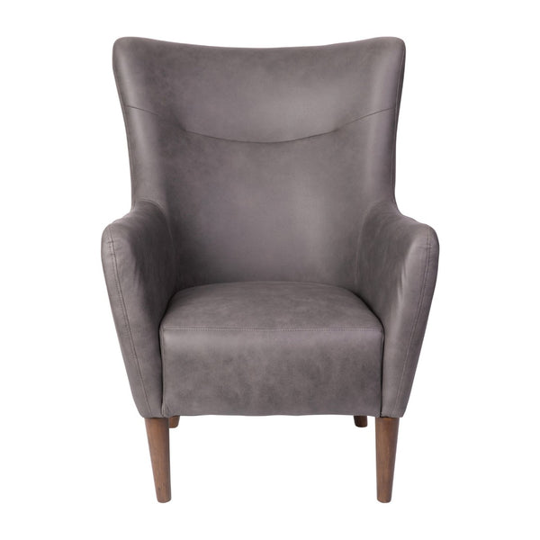 English Elm Connor Wingback Accent Chair - Timeless Elegance with Durable Faux Leather Upholstery for Every Space Dark Gray QY-B235-DGY-GG