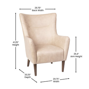 English Elm Connor Wingback Accent Chair - Timeless Elegance with Durable Faux Leather Upholstery for Every Space Light Brown QY-B235-LTBR-GG