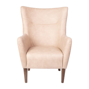 English Elm Connor Wingback Accent Chair - Timeless Elegance with Durable Faux Leather Upholstery for Every Space Light Brown QY-B235-LTBR-GG