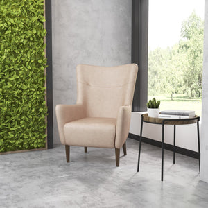 English Elm Connor Wingback Accent Chair - Timeless Elegance with Durable Faux Leather Upholstery for Every Space Light Brown QY-B235-LTBR-GG