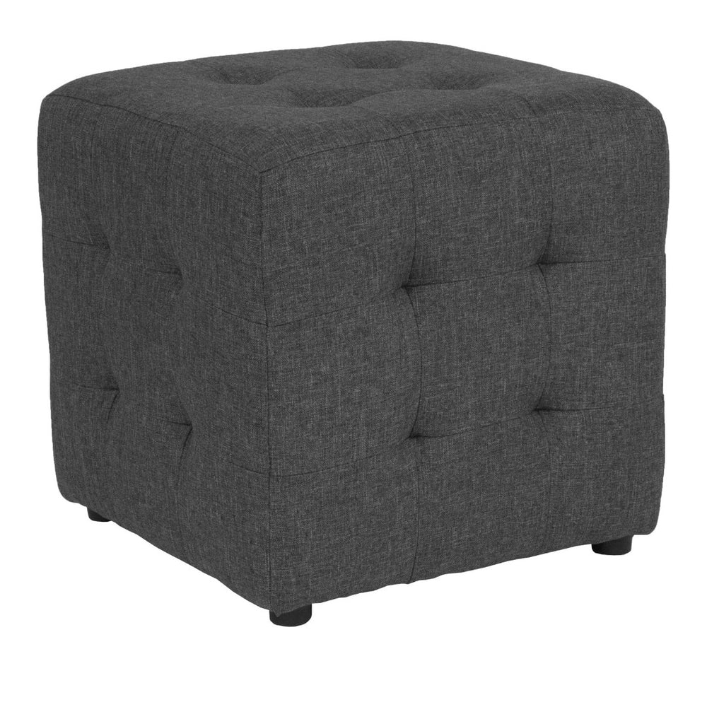 English Elm Avendale Modern Dark Gray Tufted Ottoman Pouf - Stylish Multi-Use Seating & Footrest for Any Room QY-S02-DGY-GG