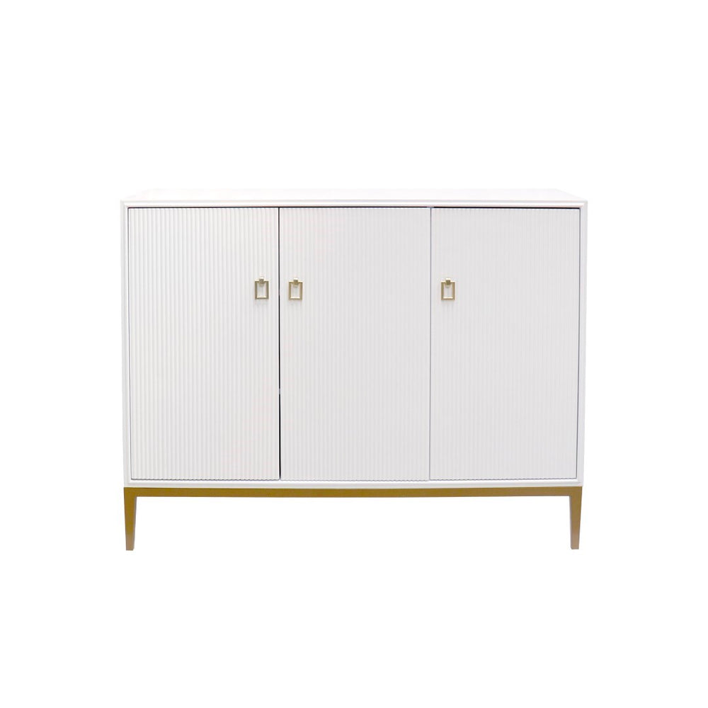 Pasargad Home Pearl Collection Ivory Sideboard - Luxurious 4-door Cabinet With Glamorous Accents Ivory Wood Finish Pph-m3