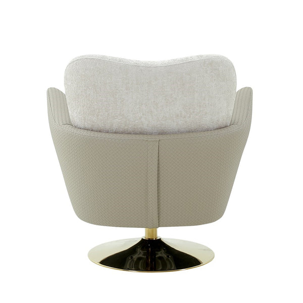 Pasargad Mercer Lounge Chair With Gold Swivel Base - Elegant Beige Fabric For Ultimate Comfort Beige Poly Fabric Pzw-20093