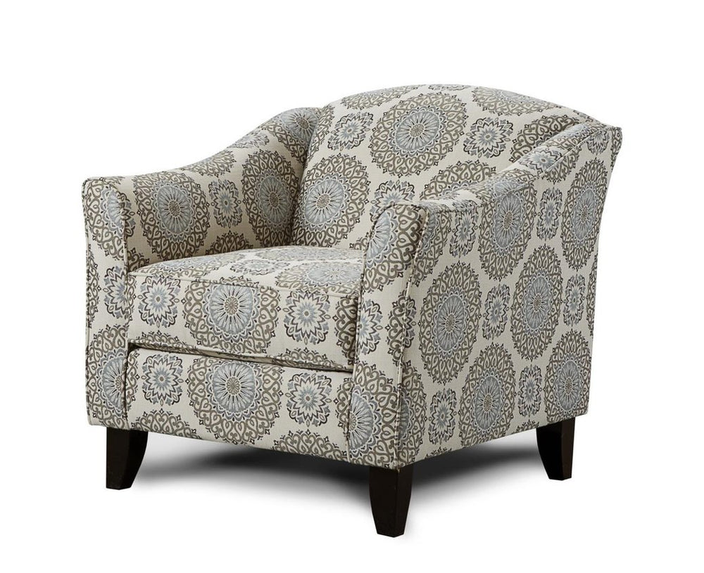 Fusion Grande Brianne Twilight Accent Chair In Grey - Flared Arms, Loose Cushion, Durable Polyester Blend Grey W,52% Polyester 48% Rayon 452 Brianne Twilight Accent Chair