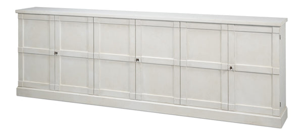 Sarreid Luciana 112" White Buffet With 6 Wood Doors - Elegant Pine Design For Stylish Storage Solutions Tan  R045-14w