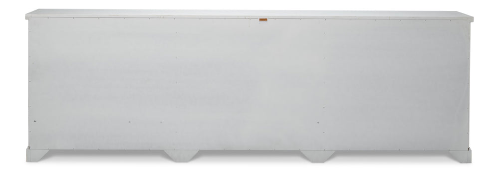 Sarreid Luciana 112" White Buffet With 6 Wood Doors - Elegant Pine Design For Stylish Storage Solutions Tan  R045-14w