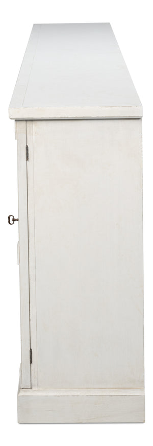 Sarreid Luciana 112" White Buffet With 6 Wood Doors - Elegant Pine Design For Stylish Storage Solutions Tan  R045-14w