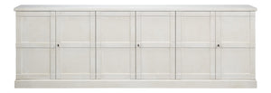 Sarreid Luciana 112" White Buffet With 6 Wood Doors - Elegant Pine Design For Stylish Storage Solutions Tan  R045-14w