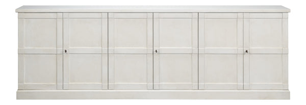 Sarreid Luciana 112" White Buffet With 6 Wood Doors - Elegant Pine Design For Stylish Storage Solutions Tan  R045-14w
