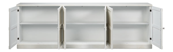 Sarreid Luciana 112" White Buffet With 6 Wood Doors - Elegant Pine Design For Stylish Storage Solutions Tan  R045-14w
