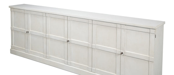 Sarreid Luciana 112" White Buffet With 6 Wood Doors - Elegant Pine Design For Stylish Storage Solutions Tan  R045-14w