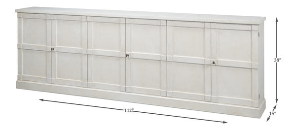 Sarreid Luciana 112" White Buffet With 6 Wood Doors - Elegant Pine Design For Stylish Storage Solutions Tan  R045-14w