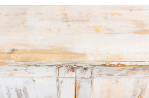 Sarreid Luciana Buffet - 112" Pine Wood Design With 6 Elegant Doors In Disrupted White Finish For Storage White  R045-16w