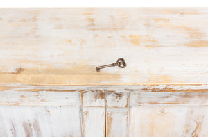 Sarreid Luciana Buffet - 112" Pine Wood Design With 6 Elegant Doors In Disrupted White Finish For Storage White  R045-16w