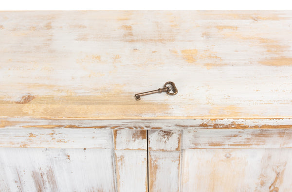 Sarreid Luciana Buffet - 112" Pine Wood Design With 6 Elegant Doors In Disrupted White Finish For Storage White  R045-16w