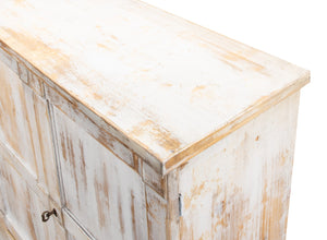 Sarreid Luciana Buffet - 112" Pine Wood Design With 6 Elegant Doors In Disrupted White Finish For Storage White  R045-16w