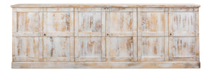 Sarreid Luciana Buffet - 112" Pine Wood Design With 6 Elegant Doors In Disrupted White Finish For Storage White  R045-16w