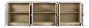 Sarreid Luciana Buffet - 112" Pine Wood Design With 6 Elegant Doors In Disrupted White Finish For Storage White  R045-16w