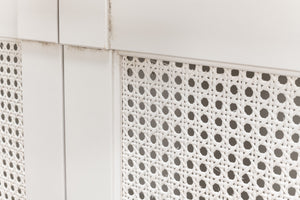 Sarreid Luciana 112" Cane Door Buffet In Elegant Cortina White Finish - Stylish Pine Storage Solution White  R045-79c