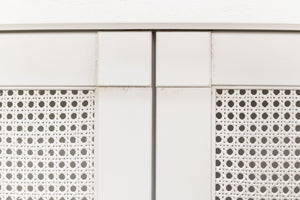 Sarreid Luciana 112" Cane Door Buffet In Elegant Cortina White Finish - Stylish Pine Storage Solution White  R045-79c