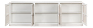 Sarreid Luciana 112" Cane Door Buffet In Elegant Cortina White Finish - Stylish Pine Storage Solution White  R045-79c