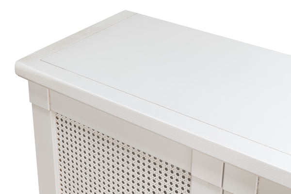 Sarreid Luciana 112" Cane Door Buffet In Elegant Cortina White Finish - Stylish Pine Storage Solution White  R045-79c