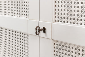 Sarreid Luciana 112" Cane Door Buffet In Elegant Cortina White Finish - Stylish Pine Storage Solution White  R045-79c