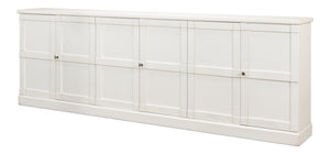 Sarreid Luciana 112” Buffet In Cortina White Finish - Elegant Pine Storage With 6 Wood Doors For Style White  R045-79w