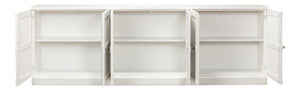 Sarreid Luciana 112” Buffet In Cortina White Finish - Elegant Pine Storage With 6 Wood Doors For Style White  R045-79w