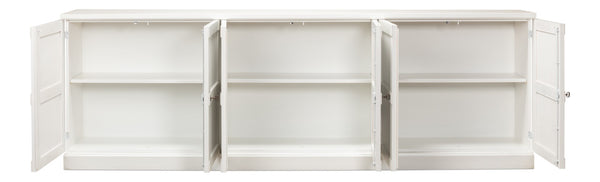 Sarreid Luciana 112” Buffet In Cortina White Finish - Elegant Pine Storage With 6 Wood Doors For Style White  R045-79w