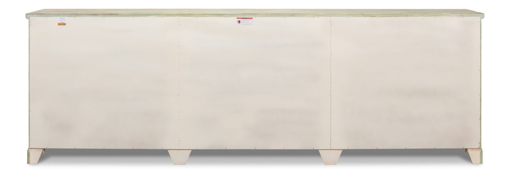 Sarreid Luciana 112" Italian Sage Buffet With 6 Elegant Wood Doors - Stylish Pine Storage Solution Green  R045-80w