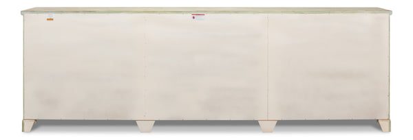 Sarreid Luciana 112" Italian Sage Buffet With 6 Elegant Wood Doors - Stylish Pine Storage Solution Green  R045-80w