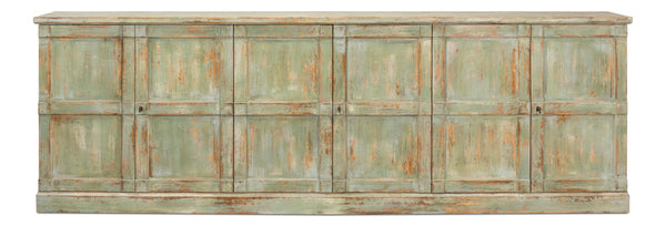 Sarreid Luciana 112" Italian Sage Buffet With 6 Elegant Wood Doors - Stylish Pine Storage Solution Green  R045-80w