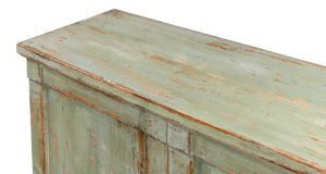 Sarreid Luciana 112" Italian Sage Buffet With 6 Elegant Wood Doors - Stylish Pine Storage Solution Green  R045-80w