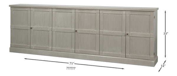 Sarreid Luciana 112" Buffet With 6 Elegant Wood Doors In St. White Finish - Premium Pine Craftsmanship Tan  R045-82w