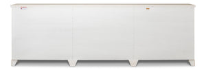 Sarreid Luciana Buffet 112" W With Elegant Stucco White Base & Grey Top, 6 Wood Doors & 3 Adjustable Shelves White  R04514t15w