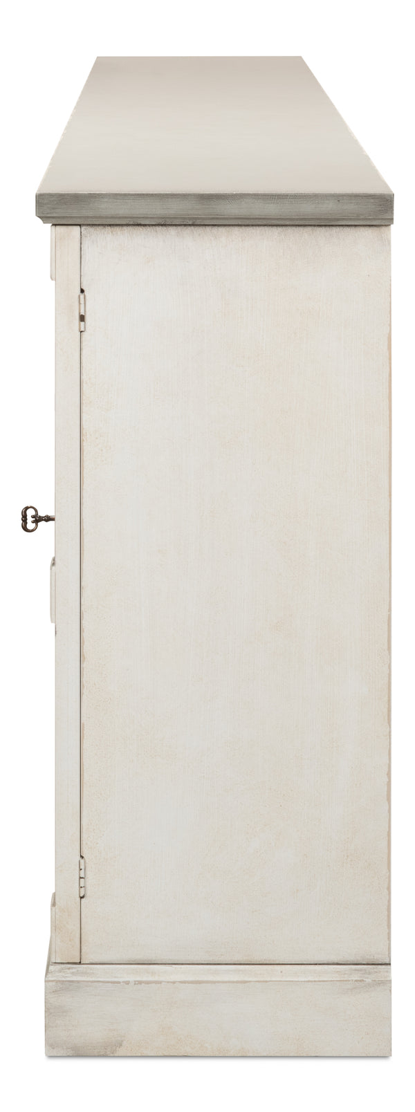 Sarreid Luciana Buffet 112" W With Elegant Stucco White Base & Grey Top, 6 Wood Doors & 3 Adjustable Shelves White  R04514t15w