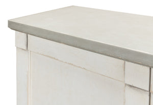 Sarreid Luciana Buffet 112" W With Elegant Stucco White Base & Grey Top, 6 Wood Doors & 3 Adjustable Shelves White  R04514t15w