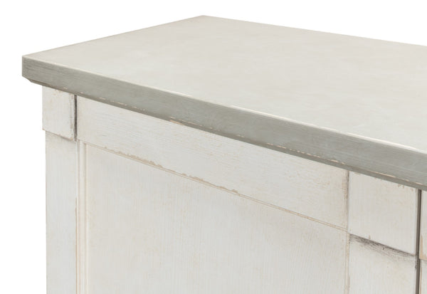 Sarreid Luciana Buffet 112" W With Elegant Stucco White Base & Grey Top, 6 Wood Doors & 3 Adjustable Shelves White  R04514t15w