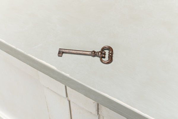 Sarreid Luciana Buffet 112" W With Elegant Stucco White Base & Grey Top, 6 Wood Doors & 3 Adjustable Shelves White  R04514t15w