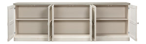 Sarreid Luciana Buffet 112" W With Elegant Stucco White Base & Grey Top, 6 Wood Doors & 3 Adjustable Shelves White  R04514t15w