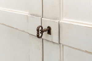 Sarreid Luciana Buffet 112" W With Elegant Stucco White Base & Grey Top, 6 Wood Doors & 3 Adjustable Shelves White  R04514t15w