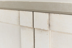 Sarreid Luciana 112" Buffet With Gray Quartz Top & 6 Stylish Wood Doors - Elegant White Finish Design Beige  R04537t15w